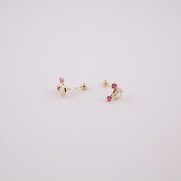 Women's 14k Gold Hot Pink Mickey Mouse Stud Earrings Adorable Jewelry ** - Picture 10 of 12